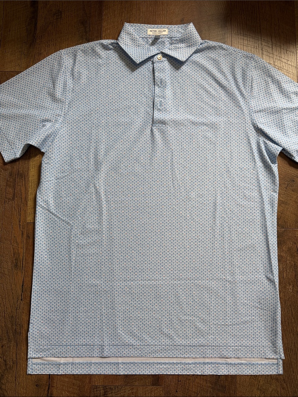 Peter Millar Light Blue Micro-Pattern Polo
